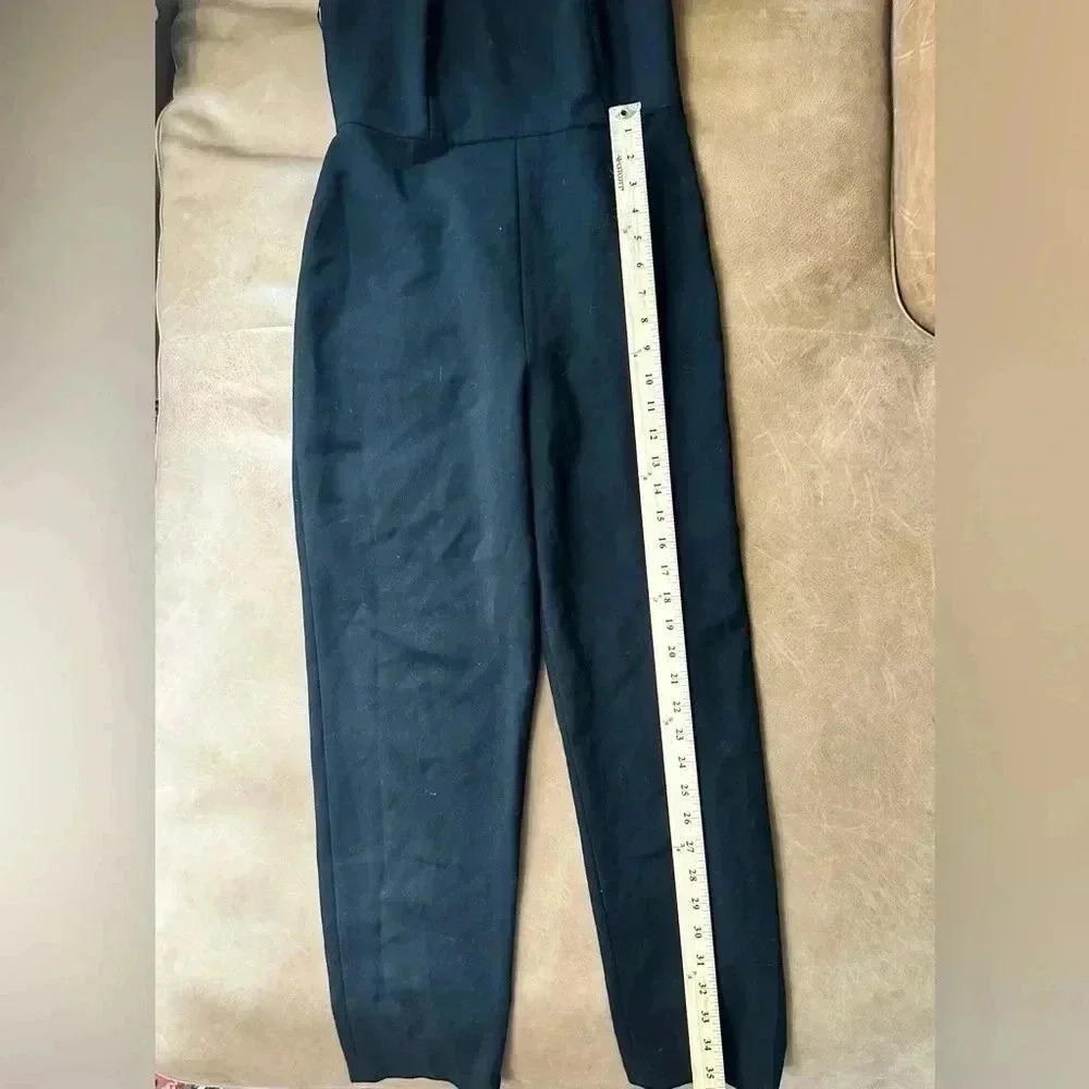 French Connection Womens Black Square-Neck Tapered Leg Crop Jumpsuit Size 4 - Picture 6 of 13